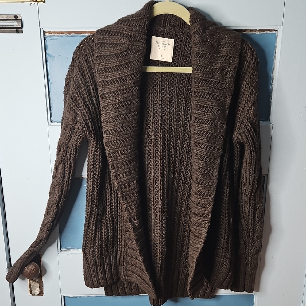 Abercrombie & Fitch Y2K Chunky Dark Brown Cardigan SmallAdd